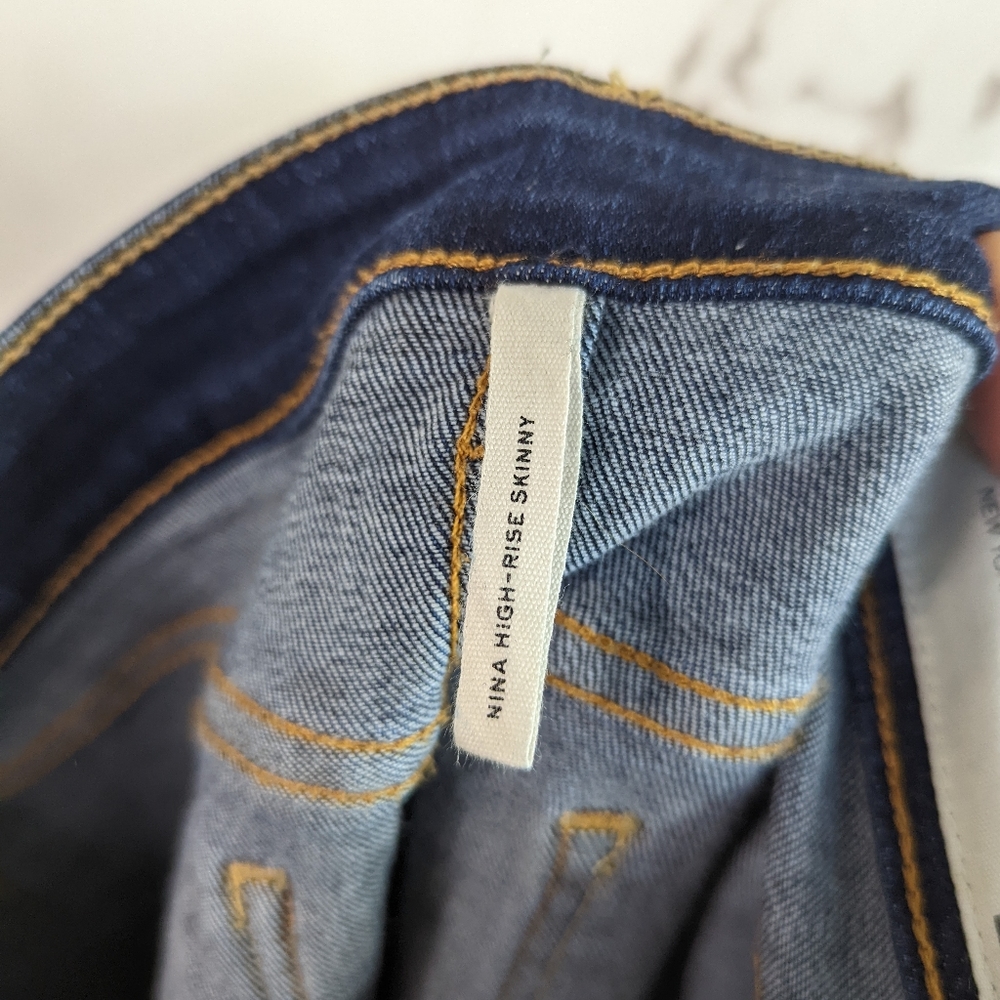 Rag & Bone Nina High Rise Skinny Jeans Marine Blue Dark Wash Denim - Picture 8 of 10